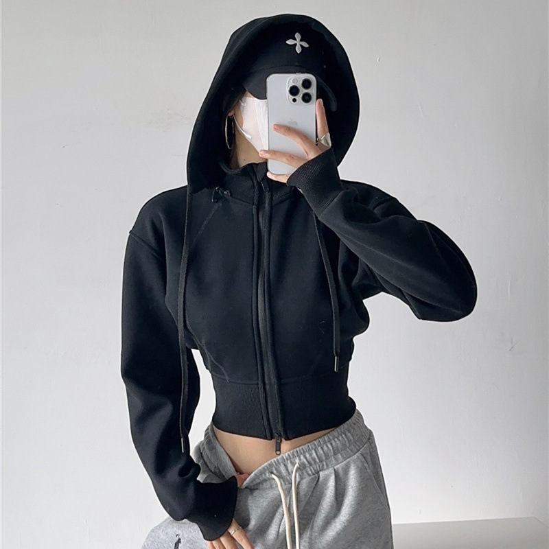 Mens Fashion Zip Up Hoodies - Damskie krótkie bluzy z kapturem, modne,