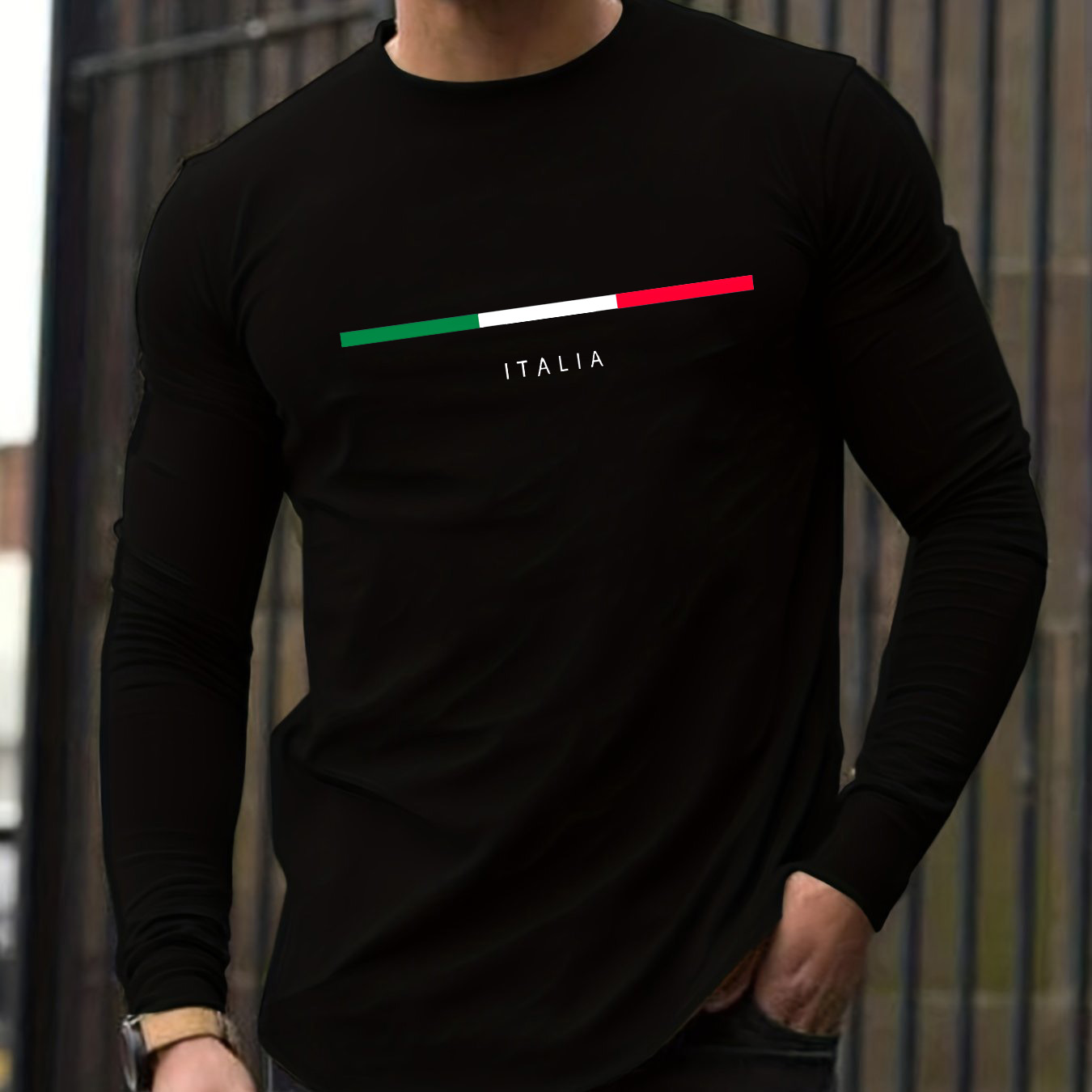 Mens Fashion Summer - Męska koszulka z długim rękawem, okrągły