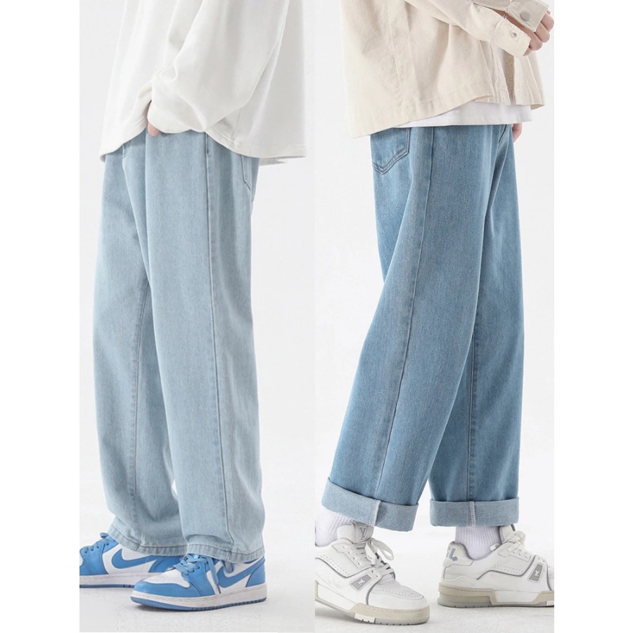 Men'S Fashion Grey Jeans - Męskie spodnie dżinsowe do kostek w
