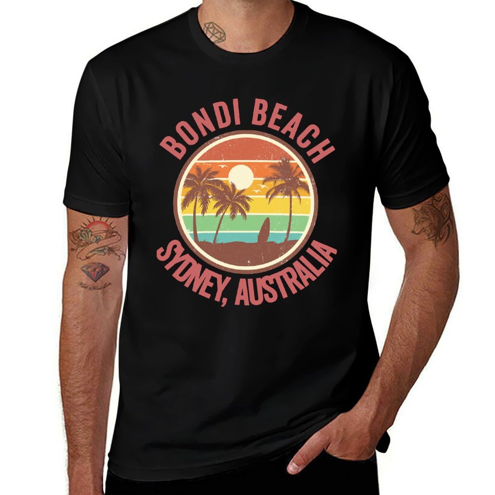 Men'S Fashion Sydney - Koszulka Retro Bondi Beach Sydney Australia