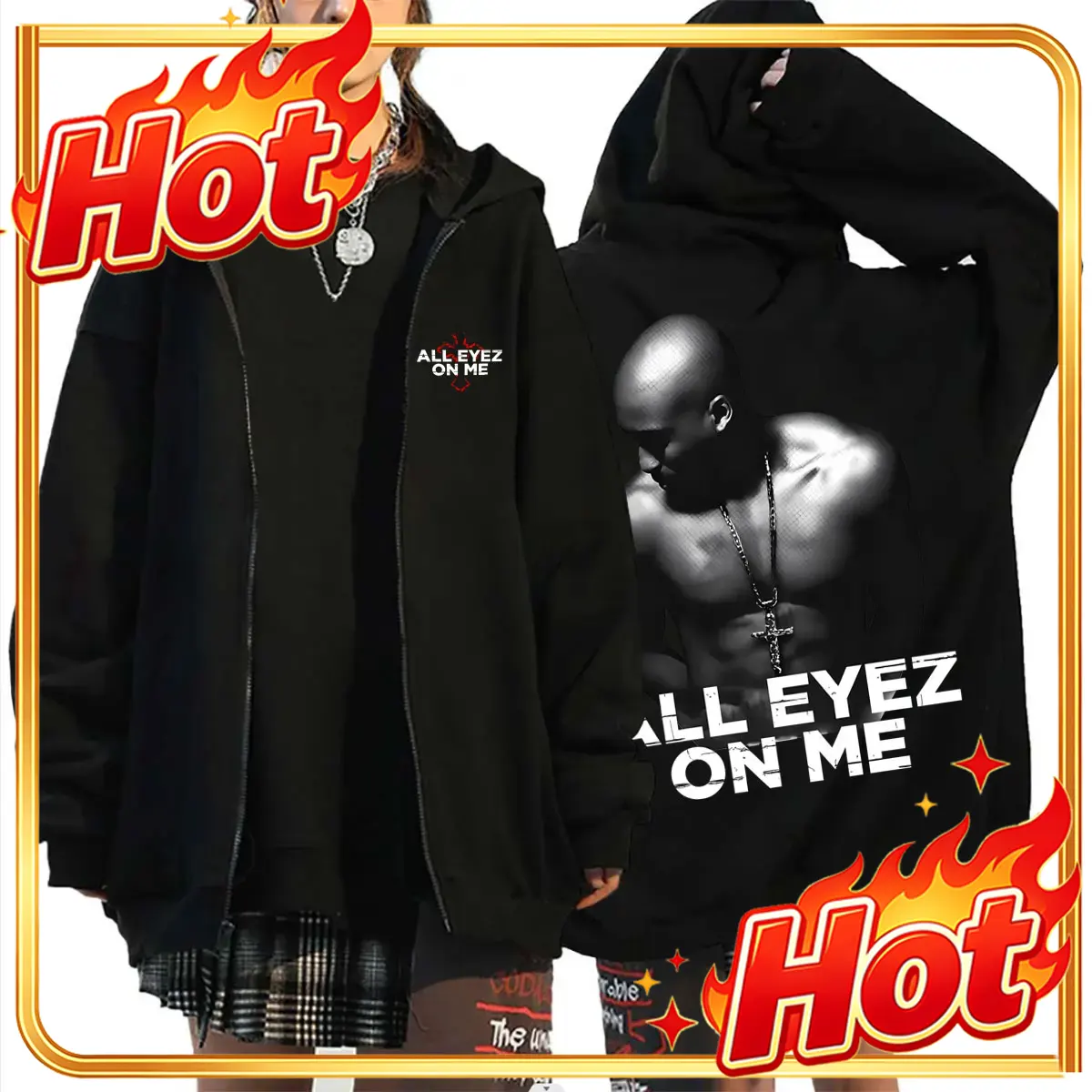 Mens Fashion Zip Up Hoodies - Bluza z kapturem i zamkiem błyskawicznym
