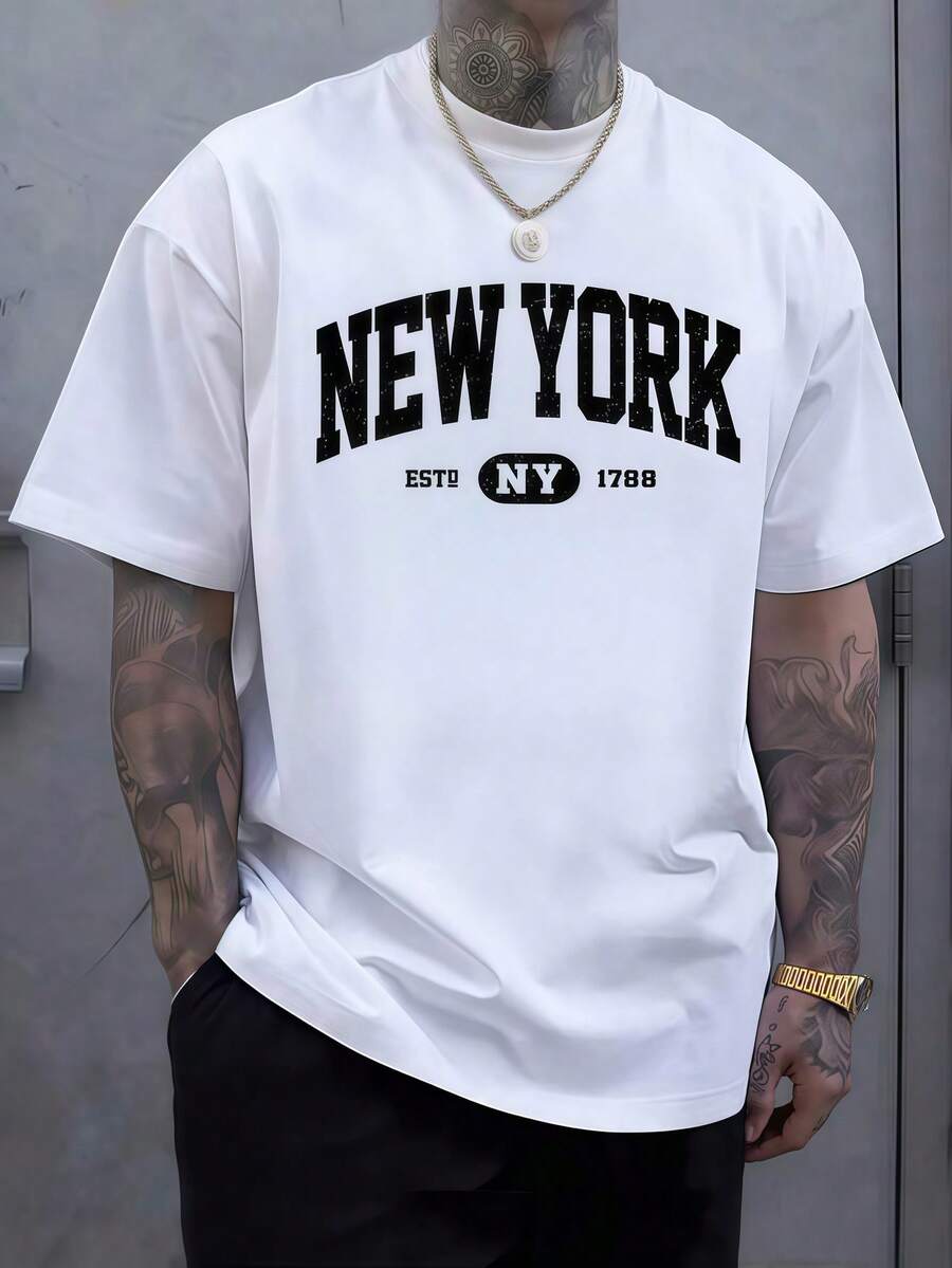Men'S Fashion New York - 1 szt. Męska koszulka z nadrukiem