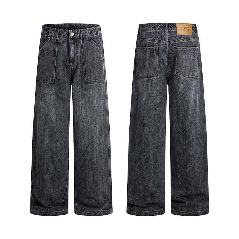 Men'S Fashion Grey Jeans - Męskie spodnie jeansowe w stylu vintage,