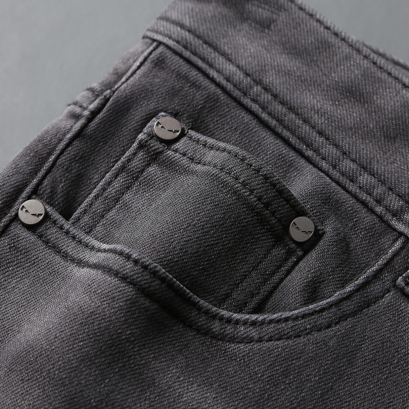 2025 jesień nowe modne markowe – Men'S Fashion Grey Jeans recenzja i cena