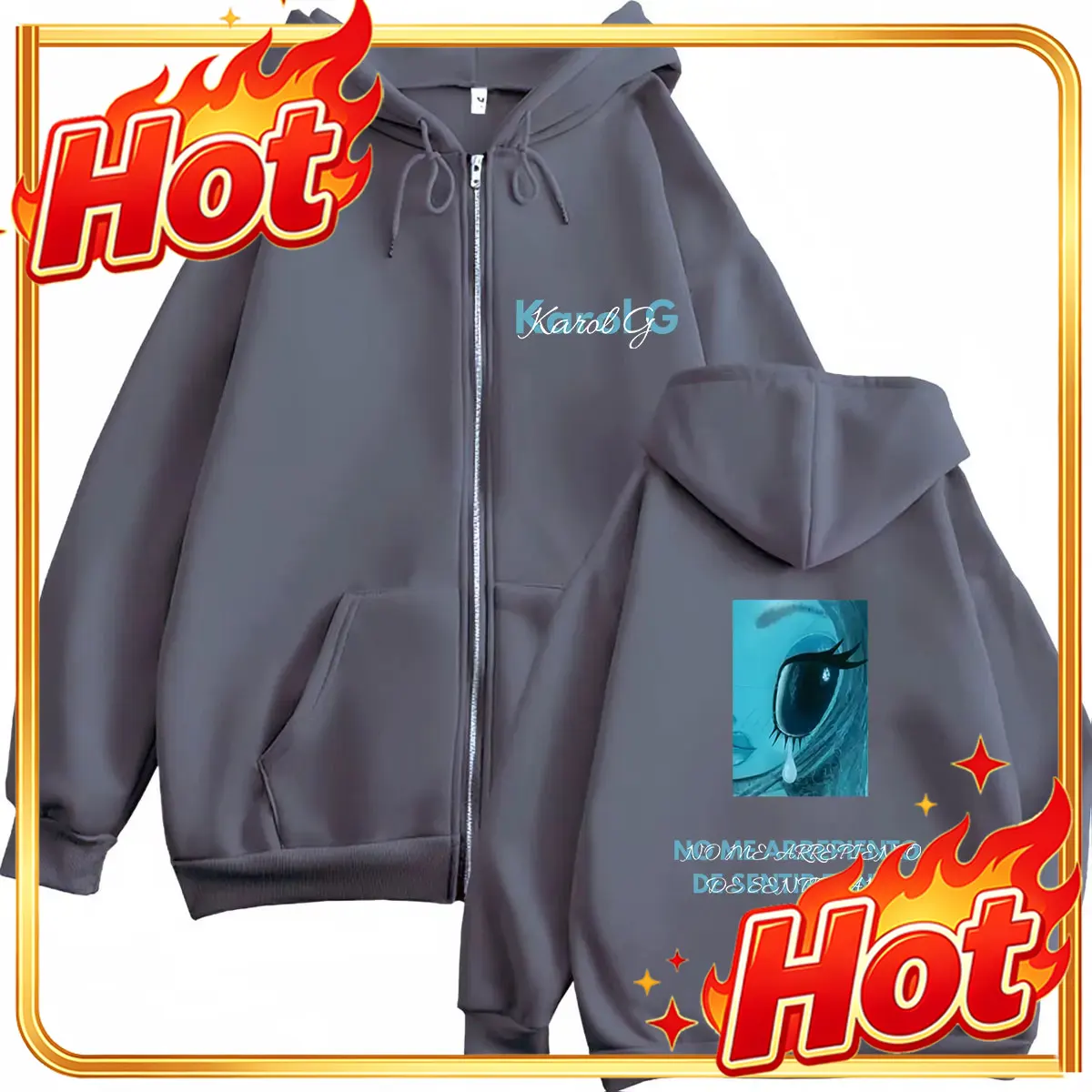 Karol G Album No Me Arrepiento – Mens Fashion Zip Up Hoodies recenzja i cena