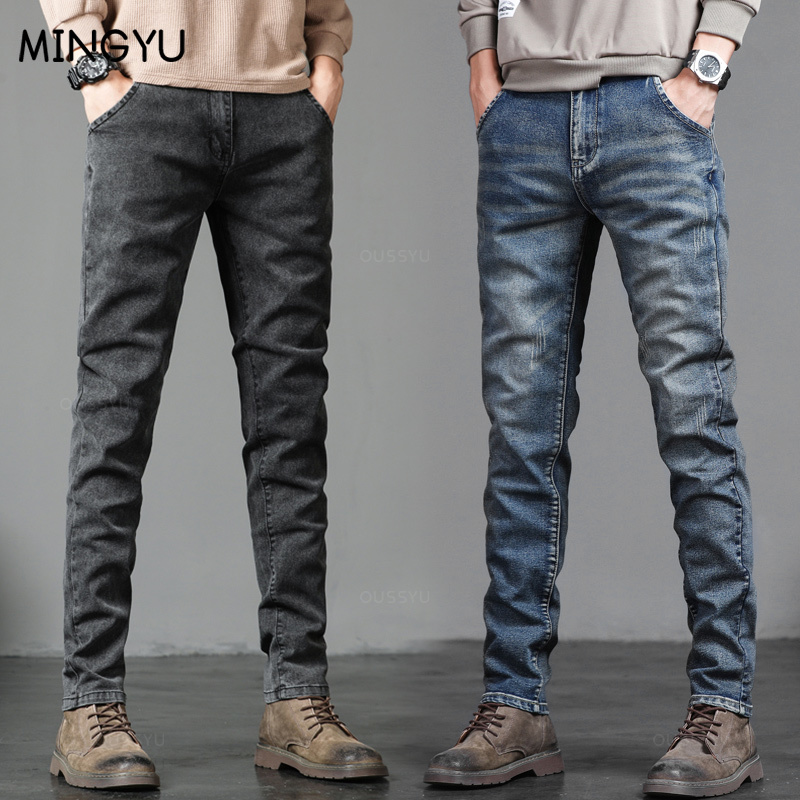 Jesienno-zimowa bawełniana męs – Men'S Fashion Grey Jeans recenzja i cena
